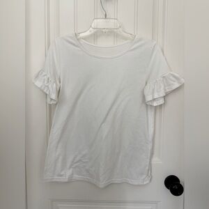 Women's White Ruffle Sleeve Top
